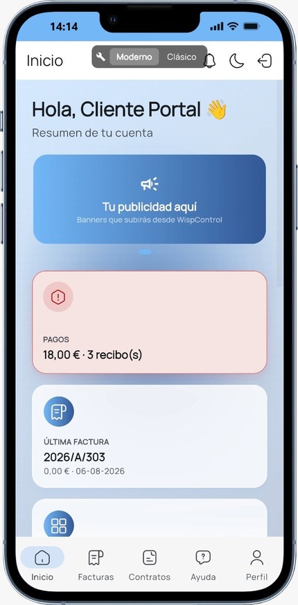 Customer mobile app: outstanding payments and latest invoice