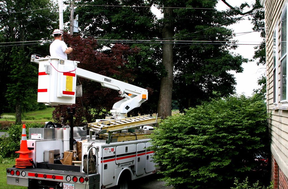 Technician working from a cherry picker